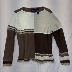 Crazy Horse Brown Cottagecore Cabin Sweater, Petite Large, Heavy Knit, Vintage